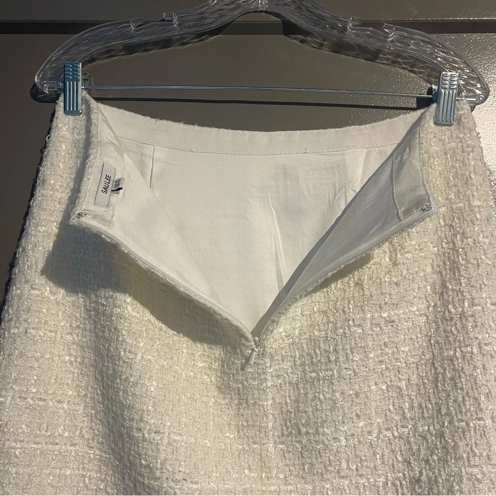 SAU LEE Alicia Skirt in Ivory Tweed Mini Skirt with Finge Hem from Revolve Brand - Picture 11 of 13